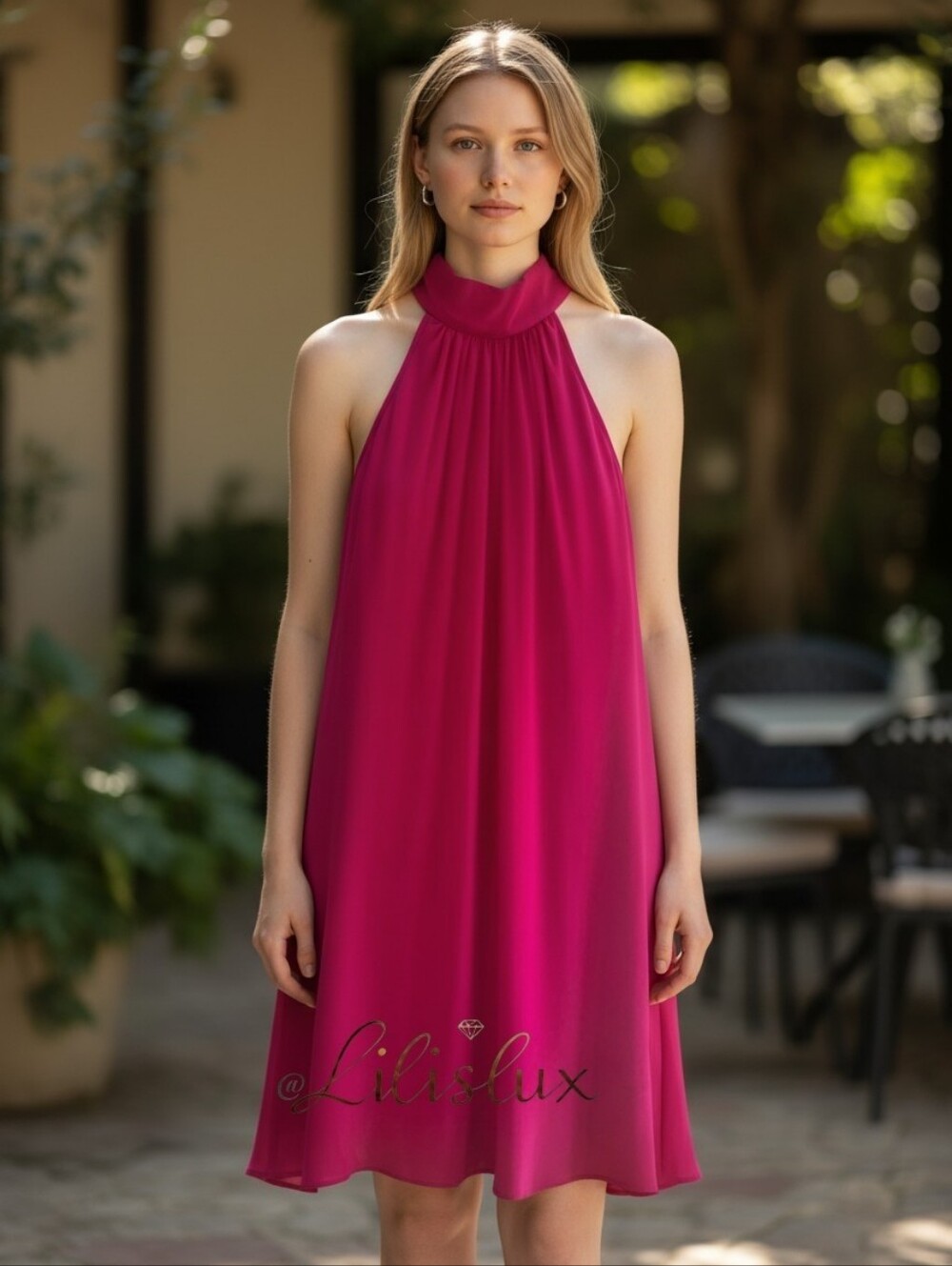 Lauren Ralph Lauren Hot Pink Size 12 High Neckline A Line Shift Dress NWT